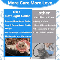 Soft Cat Cone Collar for Cats– Adjustable Lightweight Recovery E-Collar to Stop Licking, Scratching & Biting After Surgery, Comfortable Wound Healing Cone Alternative (Blue, M)