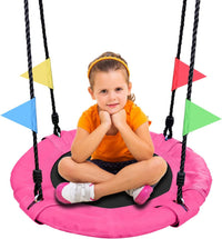 Odoland 24 inch Chidren Tree Swing Net Swing Outdoor Kid Platform - Pink