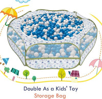 Pawaboo Small Animals Playpen, Waterproof Small Pet Cage Tent with Zippered Cover, Portable Outdoor Yard Fence with 3 Metal Rod for Chick/Kitten/Puppy/Guinea Pig/Rabbits/Hamster, Blue + White Flower
