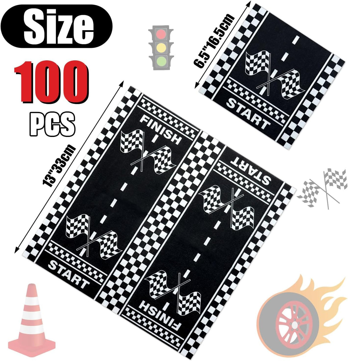 PIXHOTUL 100 pack red and white striped carnival paper napkins - view 11