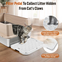 Cat Litter Box Step, Large Cat Litter Ramp with Filter Function - White Large - image 3