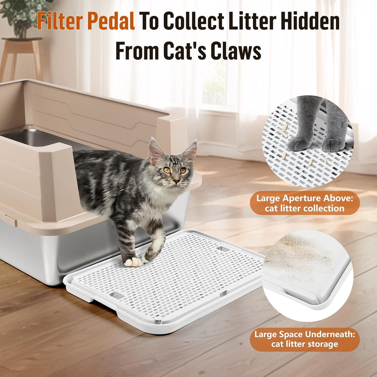 Cat Litter Box Step, Large Cat Litter Ramp with Filter Function - White Large - image 3