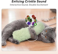 Catnip Cat Toys 4 Pack, Soft Cat Pillow Kicker Toys with Crinkle Sound, Interactive Cat Plush Toys - Yellow Green Pink Grey - image 4