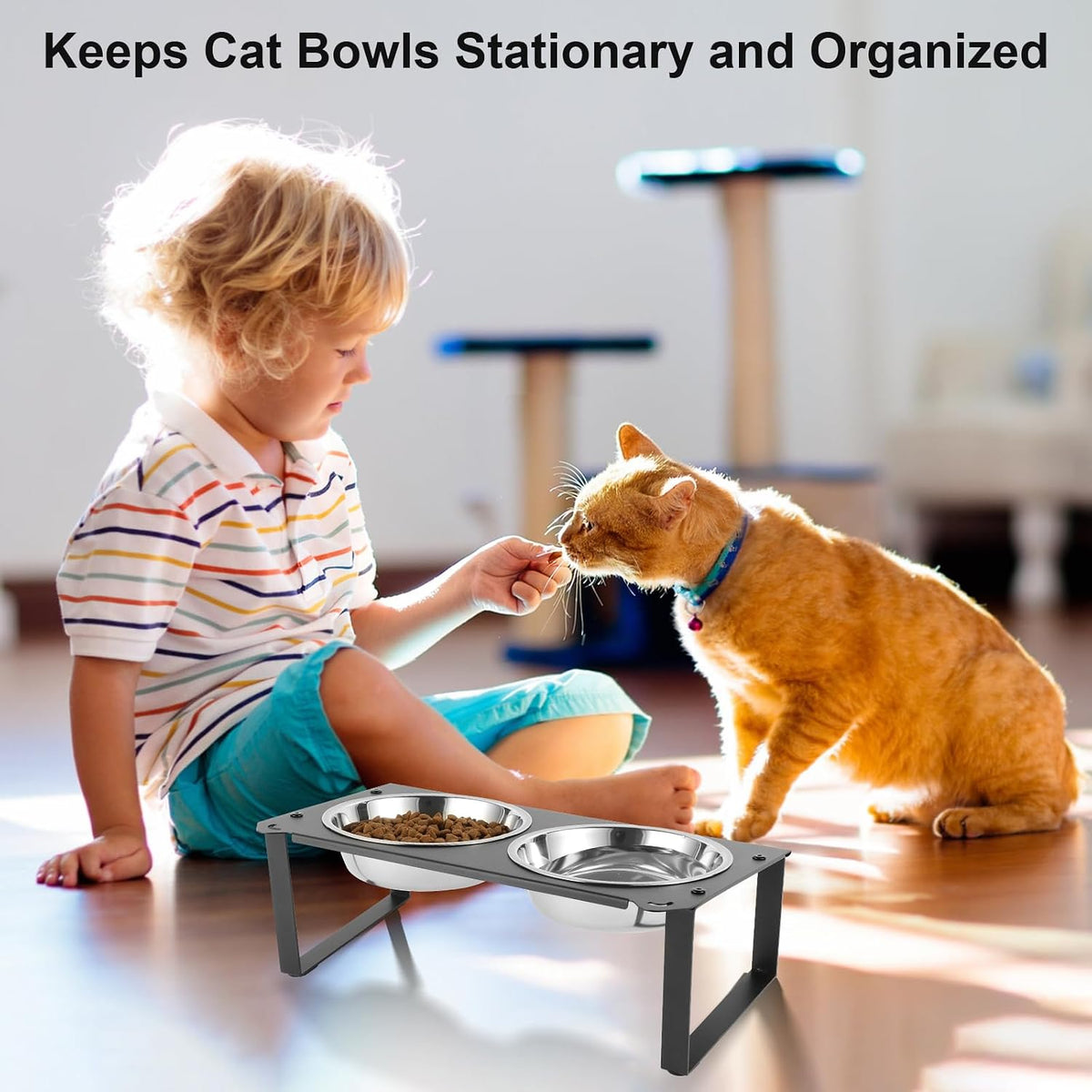 2 Set Elevated Cat Food Water Bowls - Black- 3pack - image 3