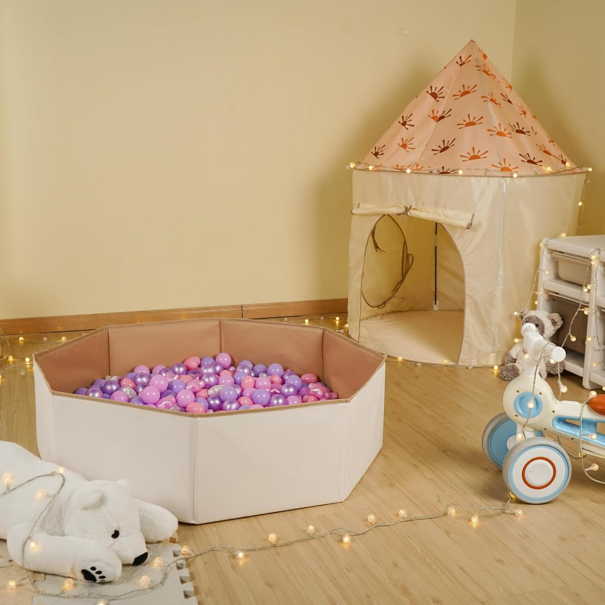 TRENDPLAY ball pit balls in star, heart and round shapes with pastel colors - view 15