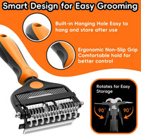 3-in-1 Professional Pet Grooming Brush for Dogs & Cats - Organge - image 3