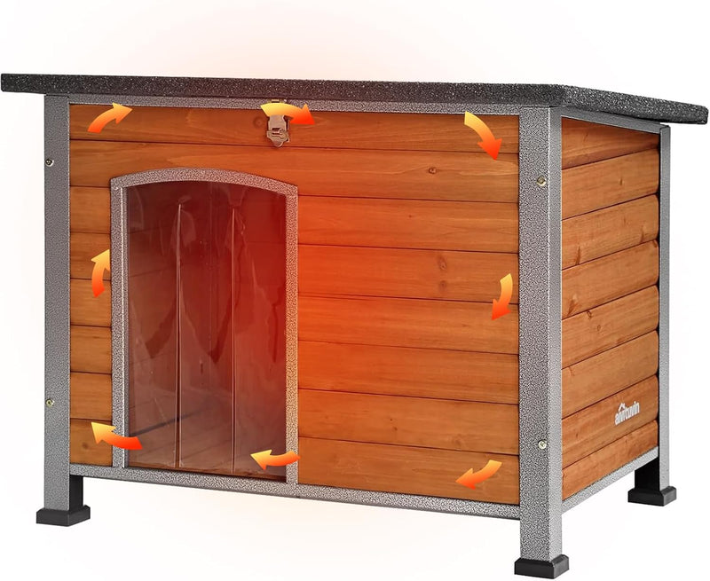 Aivituvin Dog House Outdoor & Indoor Wooden Dog Kennel for Winter