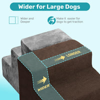 Dog Stairs for Bed, Extra Wide 4-Step Dog Steps for High Bed - Brown / 4 Steps - image 3
