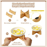 Ceramic Slow Feeder Cat Bowl - Yellow Elevated (Bamboo) / 3.7"H Elevated (Bamboo) - image 4