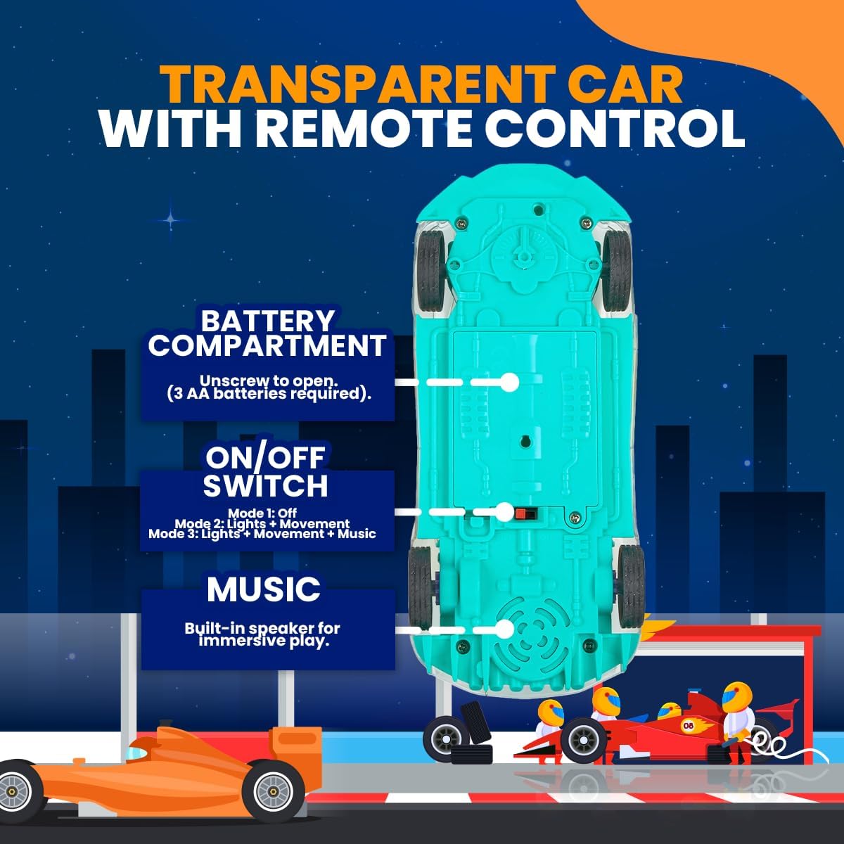 Playbees Light-Up Transparent Car - Remote Control Car - image 2