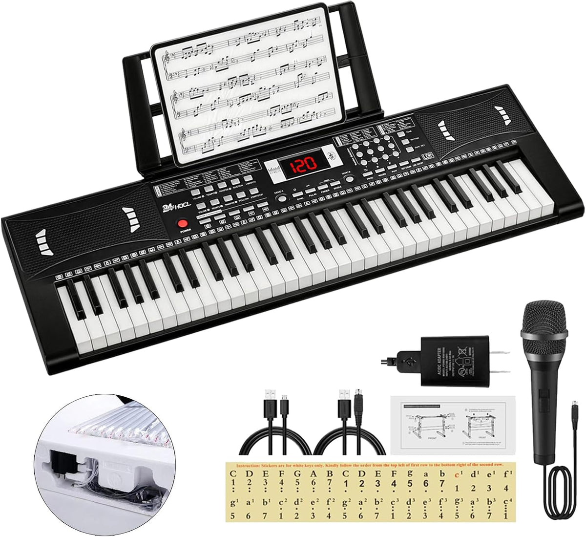 Kids Keyboard Piano, 61 Key Electronic Piano – Fun for Kids & Family - Black