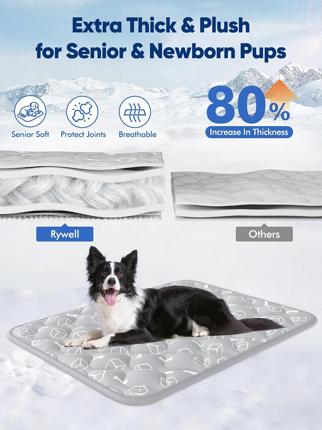 Dog Cooling Mat 2.0, Ocean Blue - XX-Large / Grey - image 2