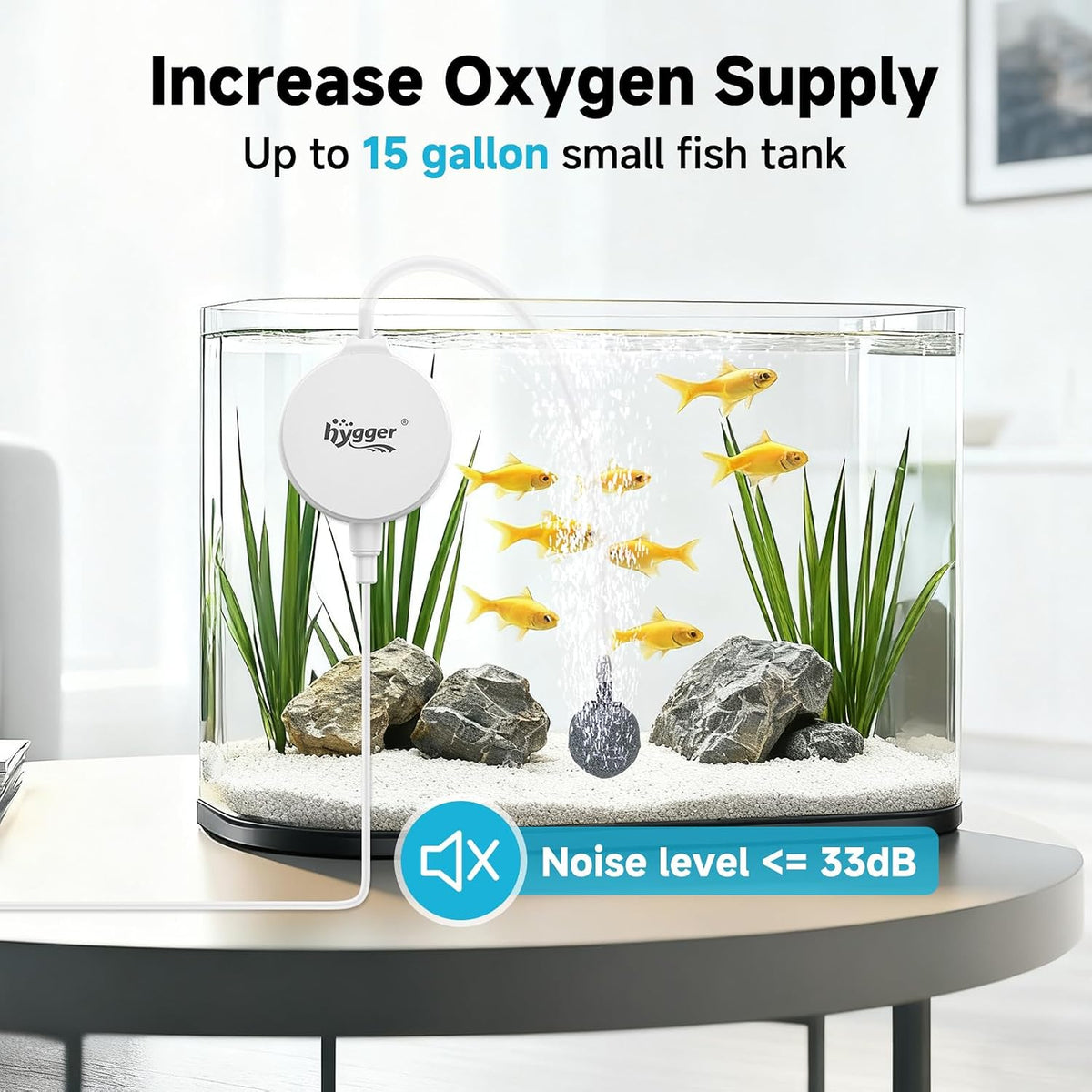 hygger 1.5 Watt Mini Aquarium Air Pump - White - image 2