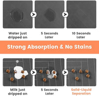 Pet Feeding Mat-Absorbent Pet Placemat for Food and Water Bowl, with Waterproof Rubber Backing, Quick Dry Water Dispenser Mat for Dog and Cat (12"x20", Beige)