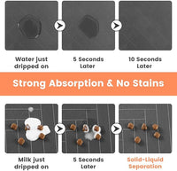 Pet Feeding Mat-Absorbent Pet Placemat for Food and Water Bowl, with Waterproof Rubber Backing, Quick Dry Water Dispenser Mat for Dog and Cat (16"x24", Beige)