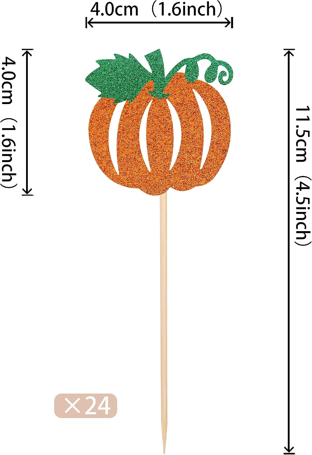 24 PCS Pumpkin Oh Baby Cupcake Toppers Glitter Fall Theme pumpkin - A Design 1 Orange - image 2
