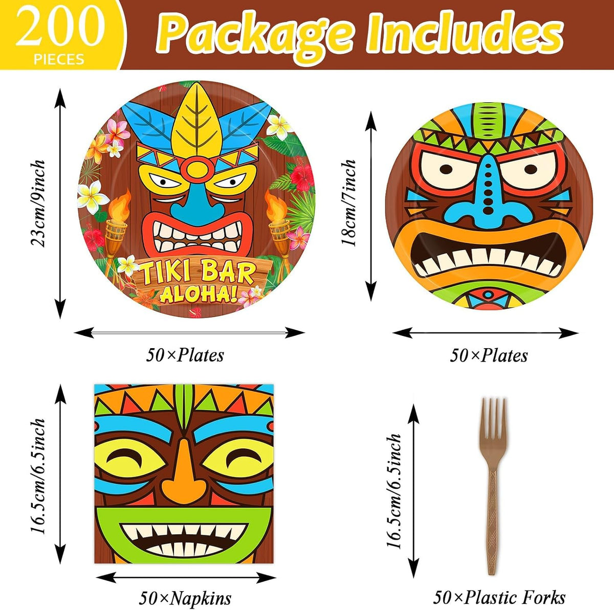 CHUNNIN 200 PCS Gone Fishing Party Plates Napkins Fishing Tableware - Tiki - image 2