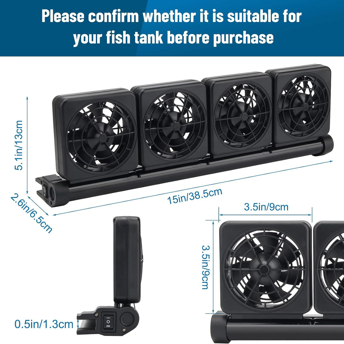 Aquarium Fan 2 3 4 Heads, Aquarium Chillers Cooling Fan Adjustable Fish Tank Cooling Fan with 2 - 4 head - image 2