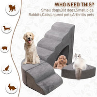 Foam Dog Stairs & Steps Ramps for High Beds 30 inches Tall for Small Dogs and Cats, LitaiL 6 Step Pet Stairs Steps for High Beds 30 inch Large Dogs, Non-Slip Dog Ramps for Older Cat