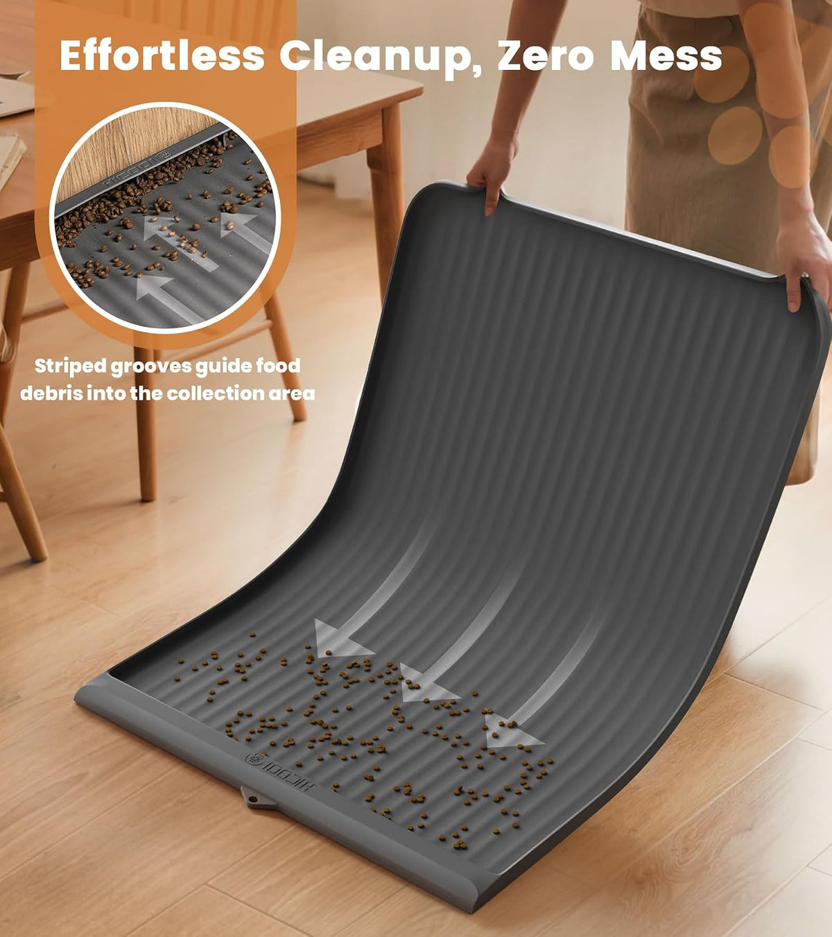 Dog Food Mat 36"x24", Waterproof Dog Bowl Mat - Grey - image 2