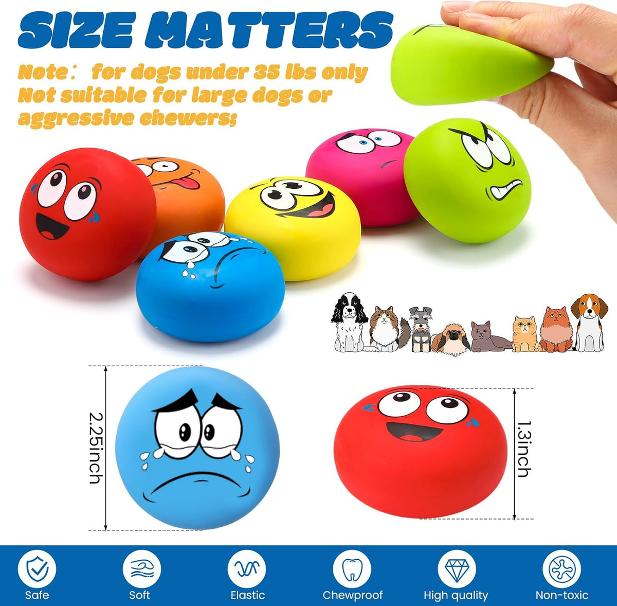 Hungdao 12 Pcs Squeaky Dog Toys, Small Dog Ball Bulk - Cute - image 2