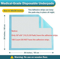 100 Count Bed Pads 30"x36" (No Adhesive Strip) Thicken Adults Incontinence Underpads Disposable, Heavy Duty Absorbent Chucks Waterproof, XL Extra Large Puppy Pee Training Pad