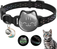 AirTag Cat Collar, Reflective Breakaway Collar - Classic Black / Small(9-13inch)