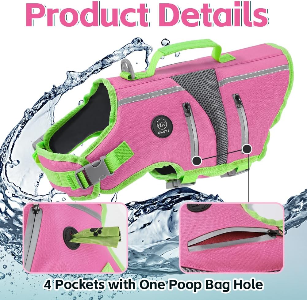 EMUST Dog Life Vest for Swimming - Extra Large / New Pink - image 4