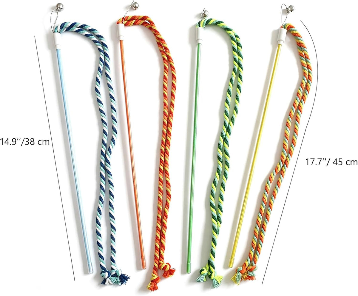 Cat Wand Toy 4 PCS Vibrant Plush Srtip Teaser Wands Interactive Cat - C - image 2