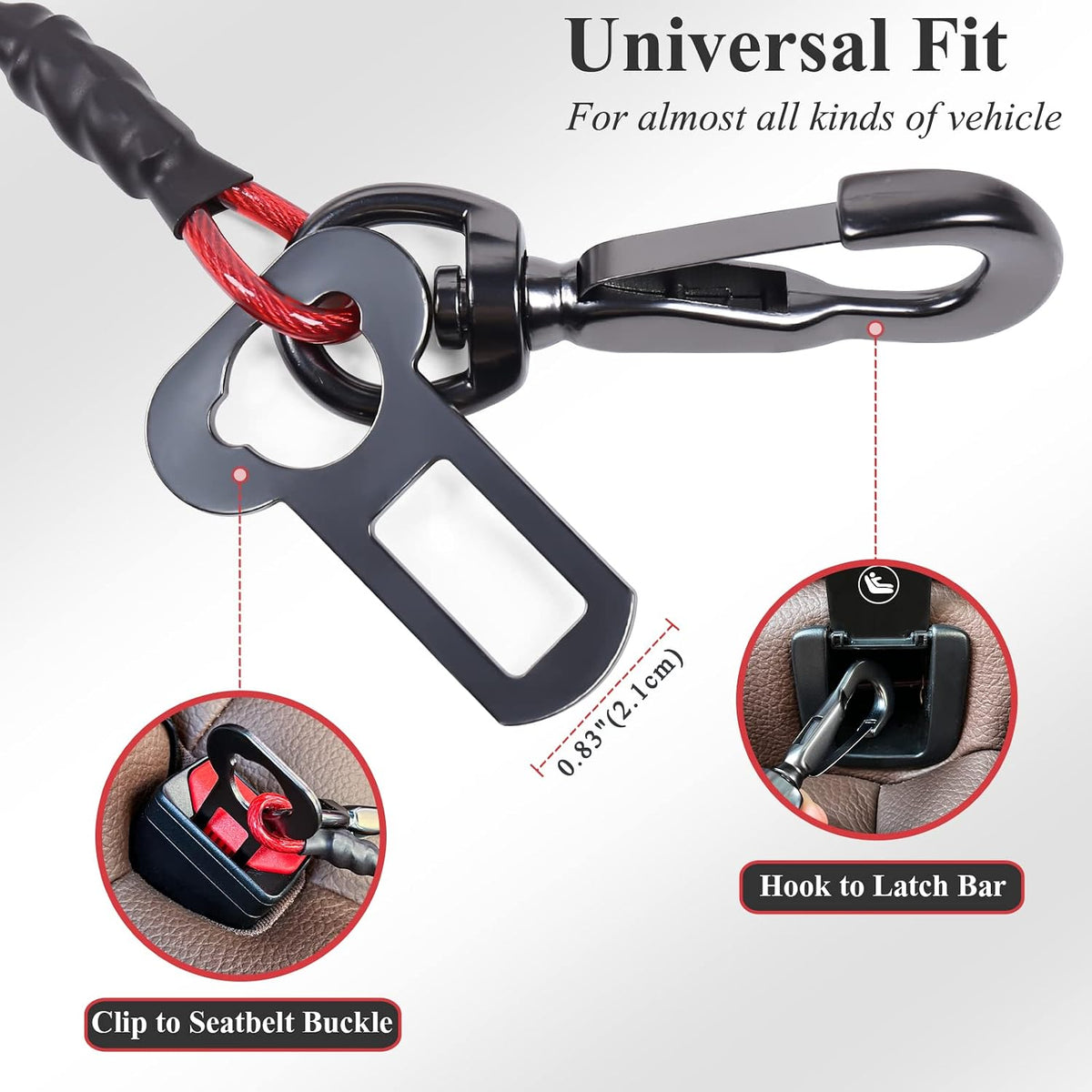VIVAGLORY Dog Seatbelt Tuffbelt Dog Car Harness, XS - 33 Inch / Red - image 3