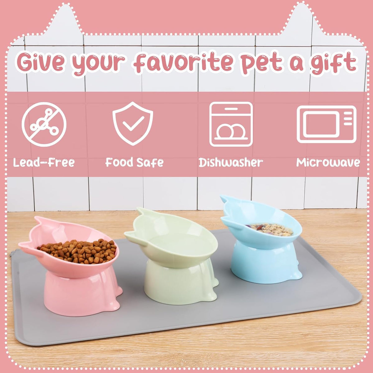 3 Pcs Raised Cat Bowl 15° Elevated Cat Food Bowl Tilted Cats Bowls - Fashion - image 3