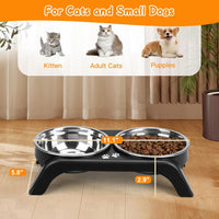 Elevated Bowls, 4 Height Adjustable Raised Stand With 2 Thick 50oz Stainless Steel Food Bowls - Black / 4.9" for Small Dogs - image 4