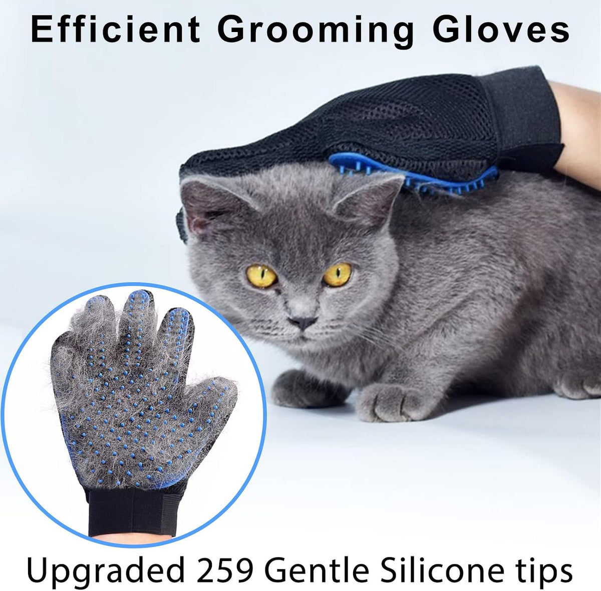 Cat Grooming Glove Brush 2-Pack, Pet Hair Remover Tool – Essentials for Cats - image 2