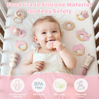 Baby Rattles & Teethers Set, Baby Toys 0-6 Months - 10 PCS(PINK) - image 4