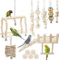 13Pcs Parrot Swing Chew Toys Bird Perches Platform with Climbing - 13 pcs