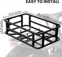 AWQM Large Ebike Basket, Waterproof Metal Electric Bicycle Basket, Quick Assemble Bike Accessories Rear Cargo Rack for Picnic, Pet, Sports