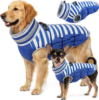 Dog Winter Jacket Cozy Reflective Waterproof Windproof Warm Pet - Small / Blue White Stripes