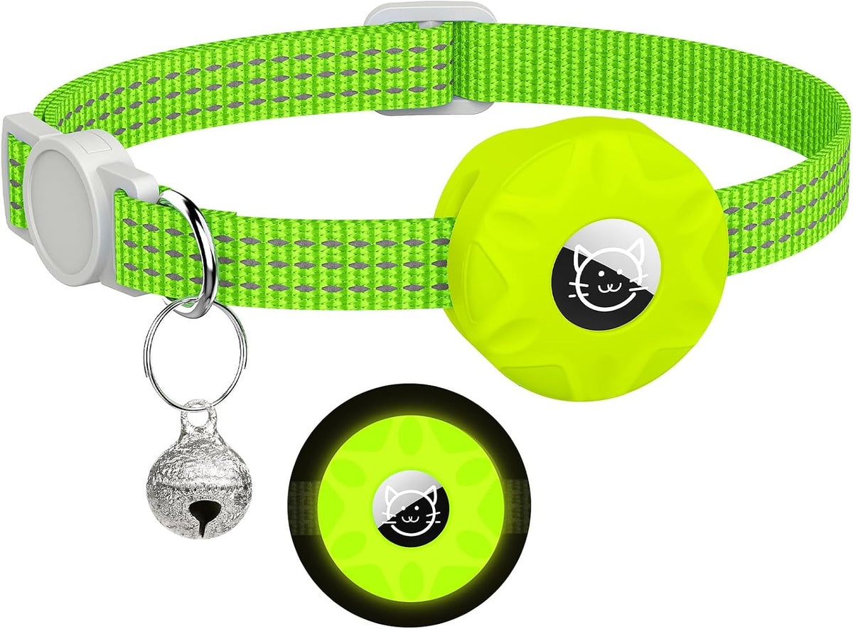 AirTag Cat Collar, Reflective Kitten Collar Breakaway – Essentials for Cats - Luminous yellow
