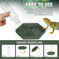 Reptile Water Dispenser Bowl for Bearded Dragon Tortoise – Essentials for Reptiles And Amphibians - Grey Green / L - image 3
