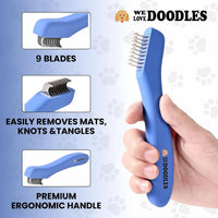 Dematting Comb for Dogs, Undercoat Rake Grooming Tool - 9 Blades - image 2