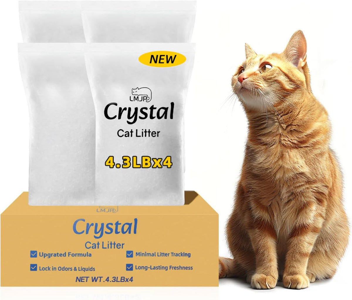 Crystal Cat Litter for Long-Lasting Odor Control, Non-Clumping - 17.2 lb / Low Tracking