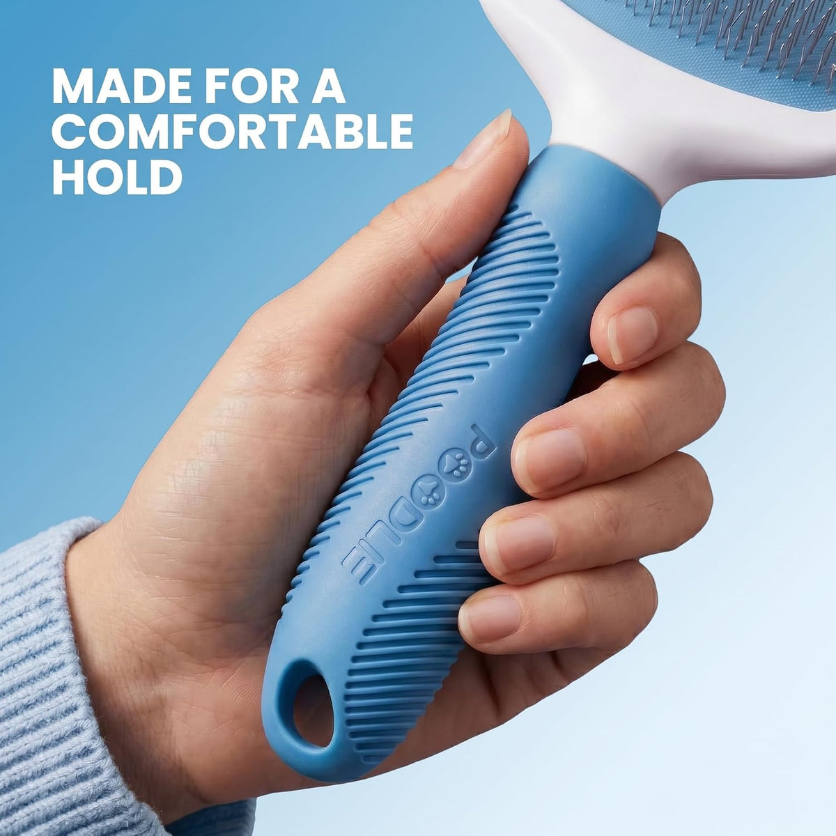 Poodle Pet Slicker Brush, For Dogs, Cats, and Rabbits - Blue / Regular Size - image 3