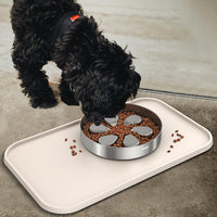 Feedoo Pet Feeding Mat [Warped Resistant Raised Edge] - 18.5"L x 11.5"W / Sand White - image 3