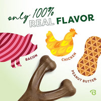 Benebone Large 3-Pack, Wishbone Durable Dog Chew Toy for Aggressive Chewers, Real Bacon, Chicken, Peanut Butter, Made in USA, Variety Pack