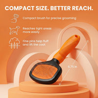 Poodle Pet Slicker Brush, For Dogs, Cats, and Rabbits - Orange / Regular Size - image 3