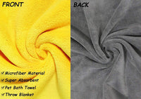 Dog Bath Towel - Super Absorbent Microfiber Dog Towel for Small Dogs and Cats, Yellow & Grey 11.8" - Medium - image 4