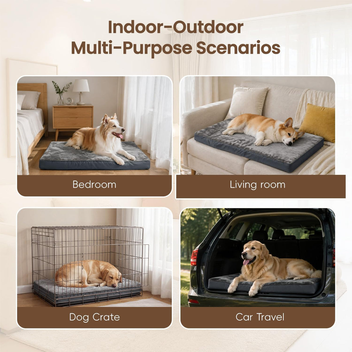 Large Plush Dog Bed for Crate with Washable Cover, 35x22 - 29.0"L x 18.0"W x 3.0"Th / Grey - image 4