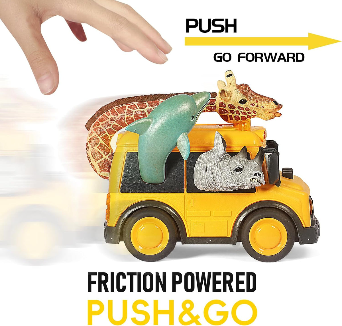 DINOBROS School Bus Toy with Light and Sound - Animal School Bus - image 2
