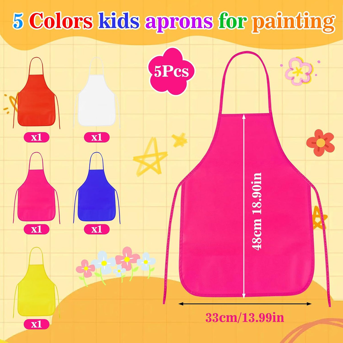 PLULON kids painting aprons in 12 bright colors with ties - view 10