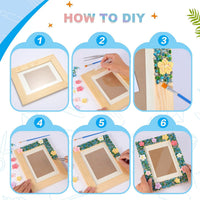 LEJITEKK mosaic picture frame craft kit with pink glass stones and wooden frame - view 8